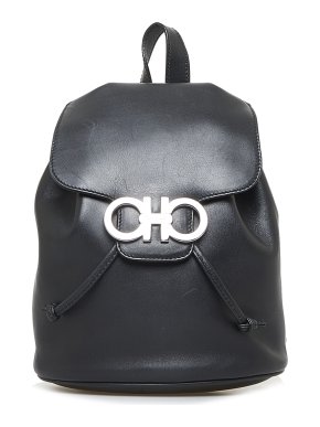 Salvatore Ferragamo Gancini Black Leather Backpack