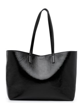 Saint Laurent Black Patent Leather E/W Shopping Tote Bag