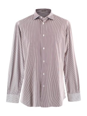 Bottega Veneta Brown & White Striped Cotton Shirt