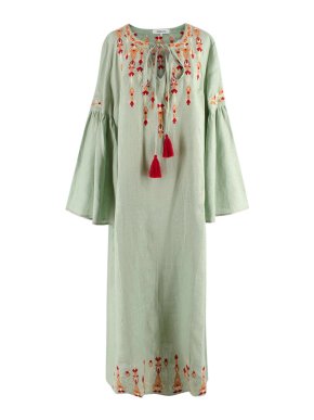 Svitlaya Mint Mosaic Embroidered Maxi Dress
