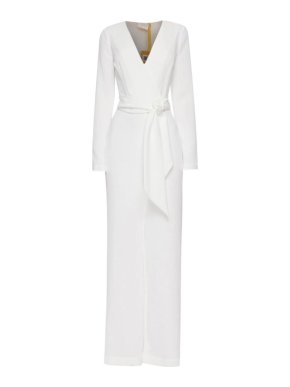 Galvan Belted Oversized White Crepe Jumpsuit