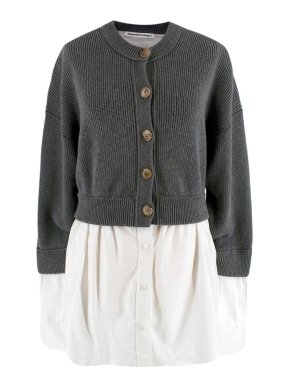 Alexander Wang Grey Ribbed Layered Shirt Jumper