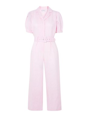Faithful the Brand Frederikke Pink Linen Belted Jumpsuit