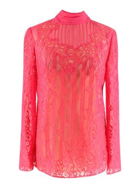 Valentino High-neck Chantilly-lace blouse