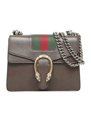 Gucci Dionysus Brown Leather Web Trimmed Mini Bag