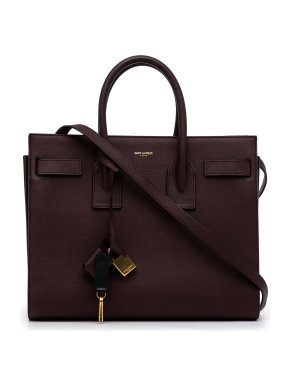 Saint Laurent Sac De Jour Small Grained Burgundy Leather Tote Bag