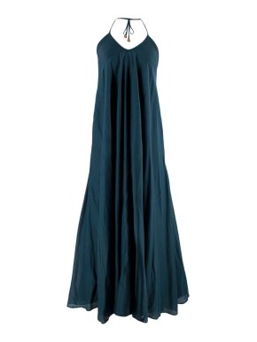 Kalita Teal Silk Halterneck Maxi Dress