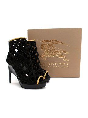 Burberry Black Suede Cutout Ankle Boots