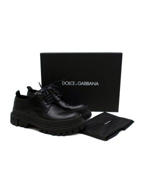 Dolce & Gabbana Black Calfskin Hi-Trekking Derby Shoes