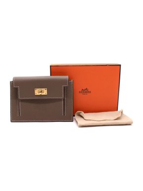 Hermes Etoupe Epsom Leather Kelly Compact Wallet