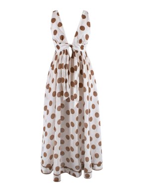 Zimmermann Empire Bow Detail Polka Dot Linen Midi Dress