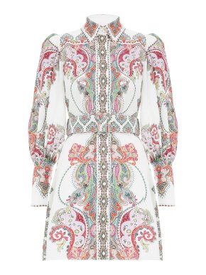 Zimmermann Ninety-six Paisley Print Linen Shirt Dress