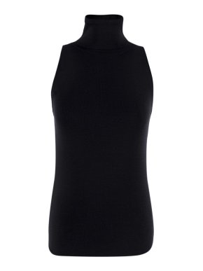 Prada Sleeveless Black Silk Turtleneck