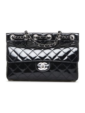 Chanel Patent Quilted Medium Chain-Through Flap Bag