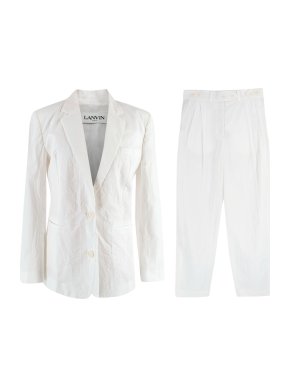 Lanvin White Cotton Ruched Detailed Trouser Suit