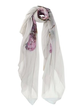 Dolce & Gabbana Cream Floral Silk Chiffon Shawl