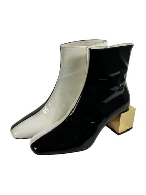 Christian Louboutin Tre Fiak 55 Black & White Patent Ankle Boots
