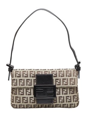 Fendi Zucchino Canvas Mini Baguette Bag