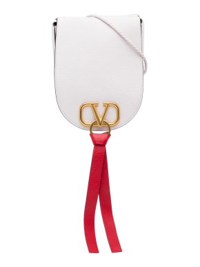 Valentino Garavani VRing White Leather Saddle Bag