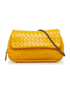 Bottega Veneta Mini Yellow Nappa Intrecciato Olimpia Bag