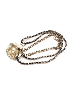 Chanel Gold Camellia Embellished Chain Belt