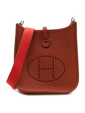 Hermes Brique Clemence Leather Mini Evelyne 16 TPM PHW