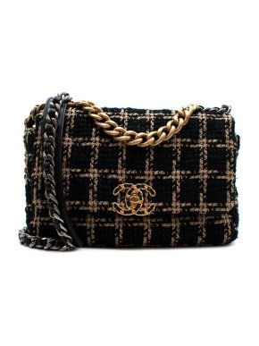Chanel Black & Beige Tweed 19 Bag