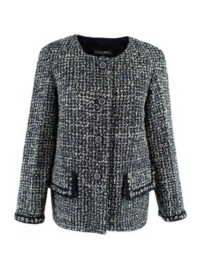 Chanel Black & Green Textured Ribbon Tweed Jacket