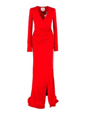 Galvan Allegra Ruched Waist Red Dress