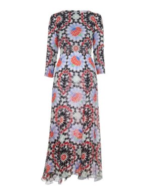 Chanel Abstract CC Printed Silk Midi Dress