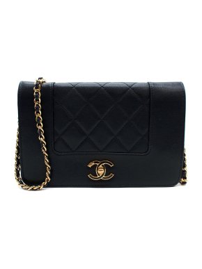 Chanel Navy Smooth & Quilted Leather Wallet on Chain