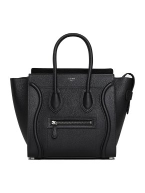 Celine Black Drummed Calfskin Micro Luggage Tote