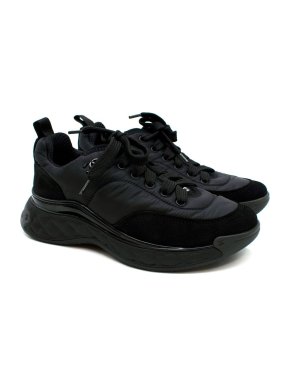 Chanel Suede & Nylon Black CC Sneakers
