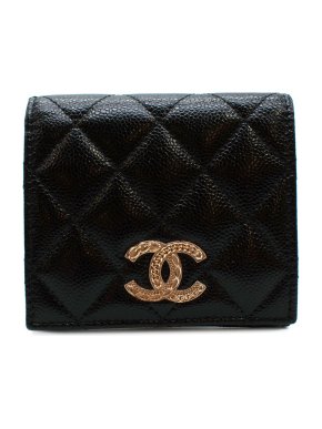 Chanel Black Caviar Leather '23 CC Compact Flap Wallet