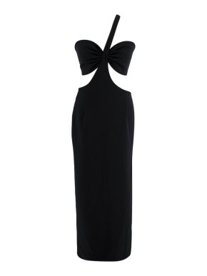 Magda Butrym Cutout One Shoulder Black Midi Dress