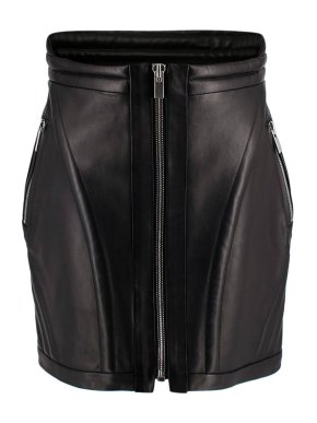 Magda Butrym Black Leather Biker Mini Skirt