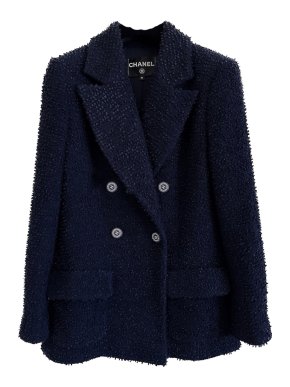 Chanel Navy Lesage Tweed Double Breasted Jacket