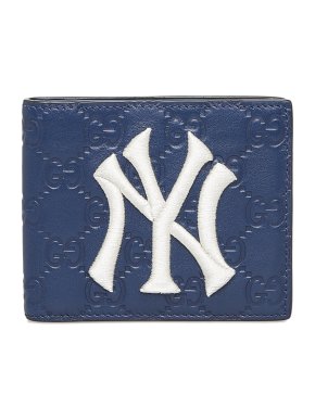 NY Yankees Patch Leather Guccissima Bifold Wallet