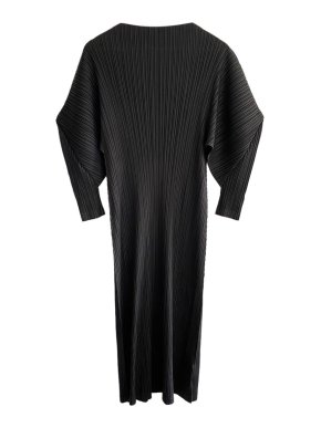 Issey Miyake Pleats Please Black Mock Neck Midi Dress