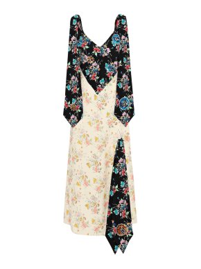 Christopher Kane Floral Printed Crystal Flower Embellished Dress