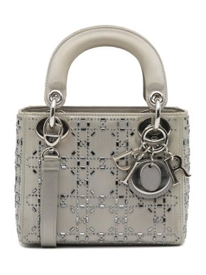 Crystal Embellished Satin Mini Lady Dior Bag