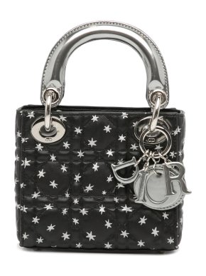 Star Printed Lambskin Cannage Micro Lady Dior Bag