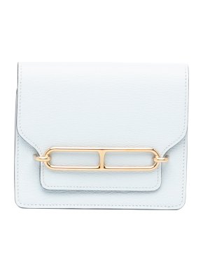 Hermes Bleu Brume Chevre Mysore Sac Roulis Slim Wallet GHW