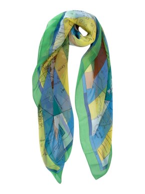 Hermes La Monde Est Vaste Printed Silk Shawl Scarf 140