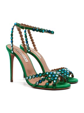 Aquazzura Tequila 105 Green Suede Sandals