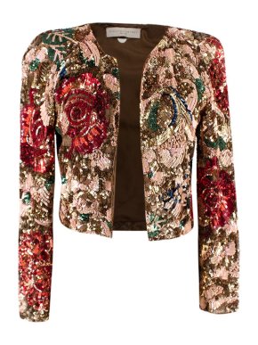 Stella McCartney Sequin Floral Embroidered Cropped Jacket