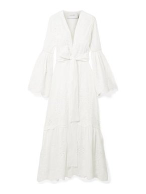 We Are Leone Broderie Anglaise White Wrap Maxi Dress