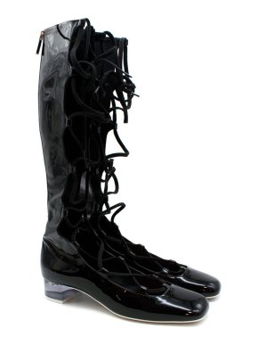 DiorArty Lace Up Black Patent Leather Boot