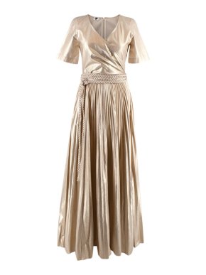 Dior Gold Coated Cotton Pleated Gown