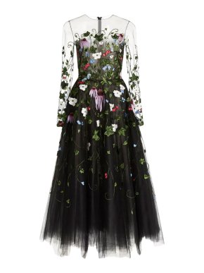 Floral Embroidered Silk Tulle Gown